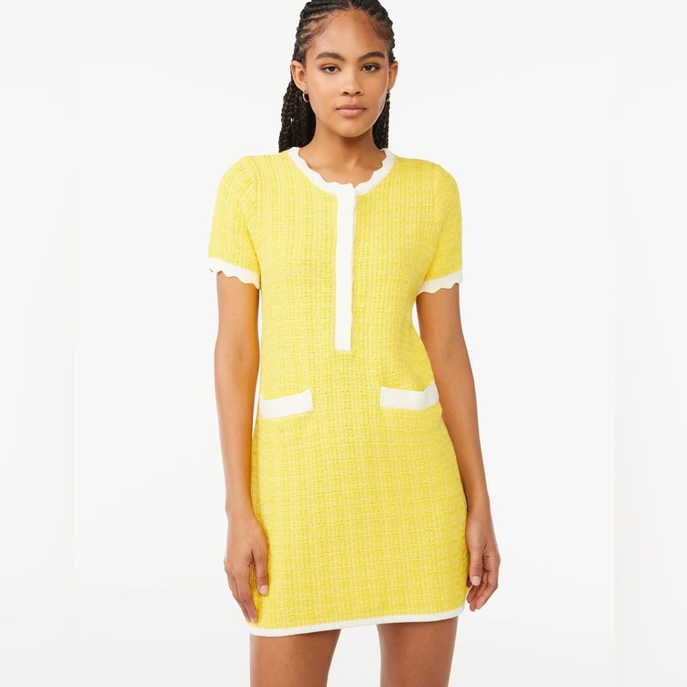 Free Assembly NWT❗️Knit Sweater Dress Vintage Vibes Scalloped Sleeves.